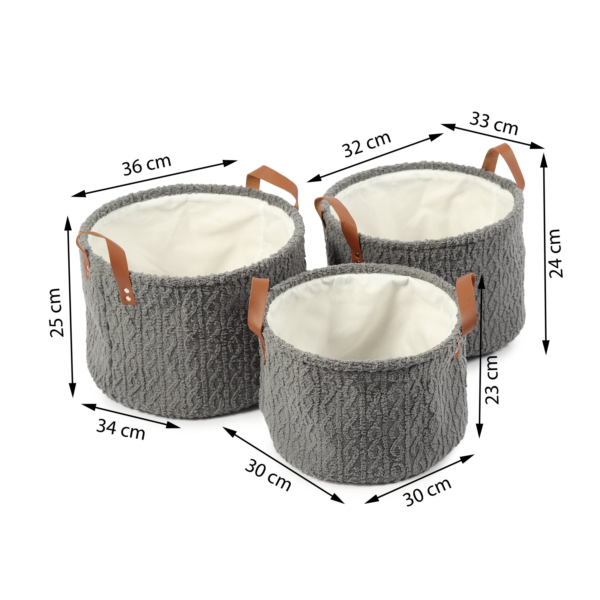 Leni Ash Grey Basket set of 3