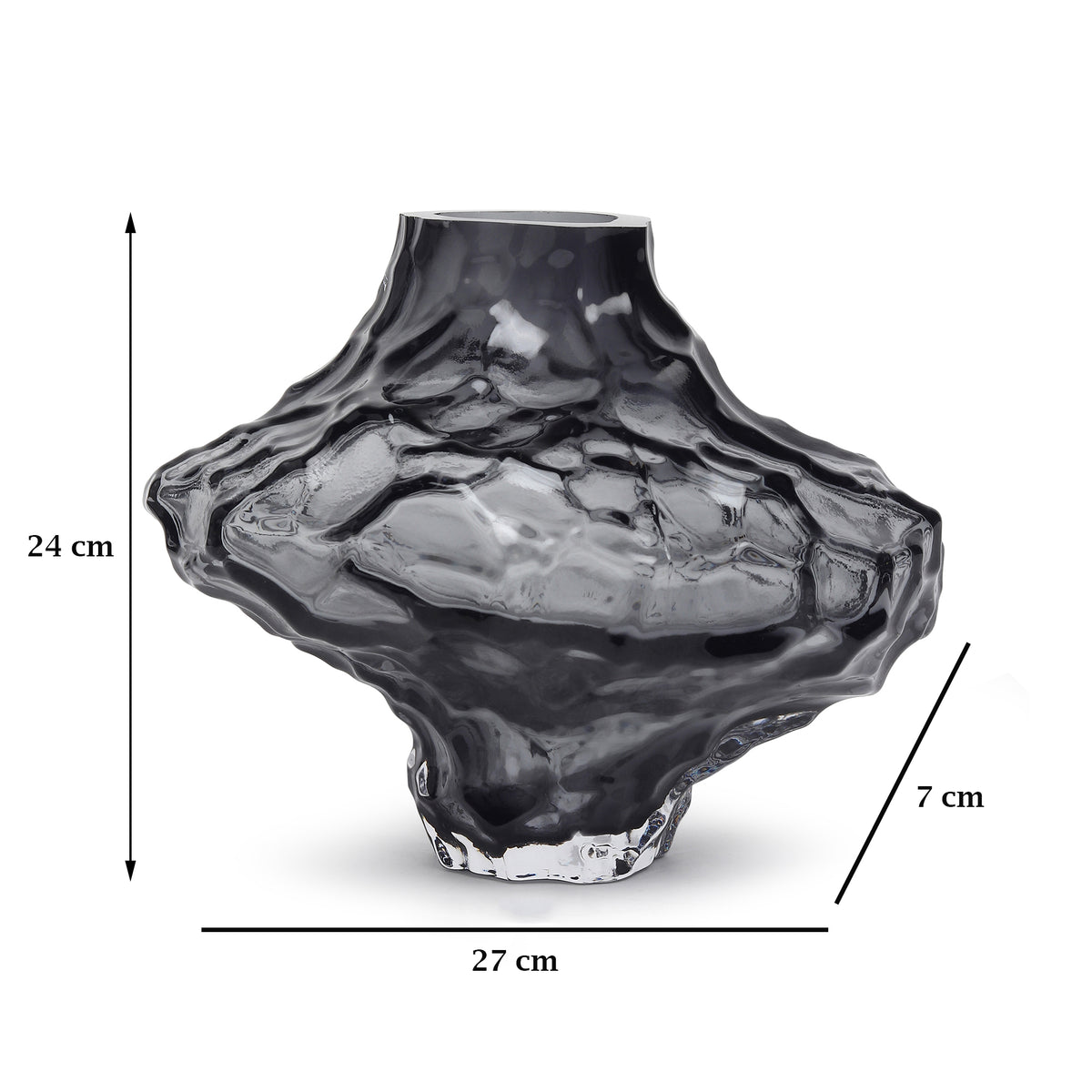 Magma Flow Grey Crystal Vase — Large