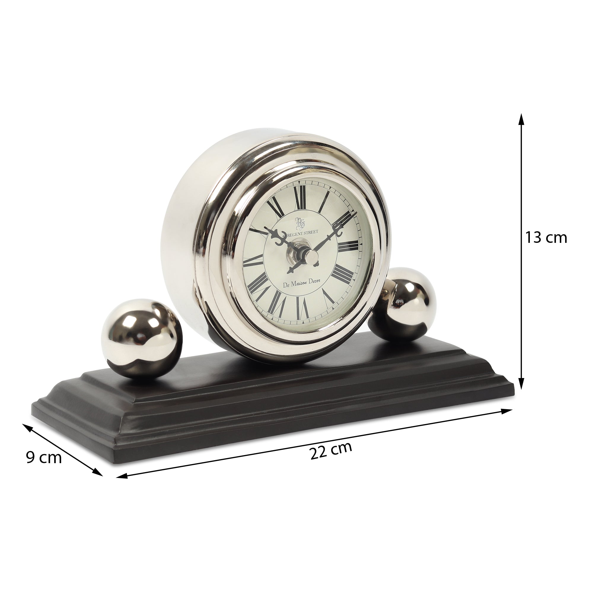 Orbitron table clock in silver