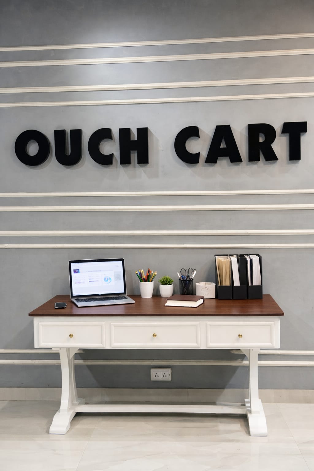 Modern Wooden Office Table with 3 Storage Drawers | Home Office & Study Desk OUCH CART