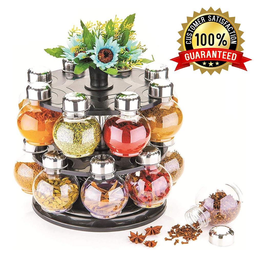 069 Multipurpose Revolving Plastic Spice Rack Set (16pcs) Wukusy