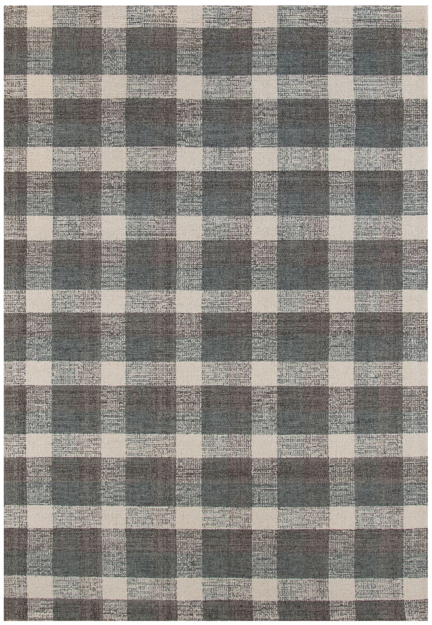 Dark Gray Wool Tartan 8X10 Feet Hand-Tufted Carpet - Rug - Ouch Cart
