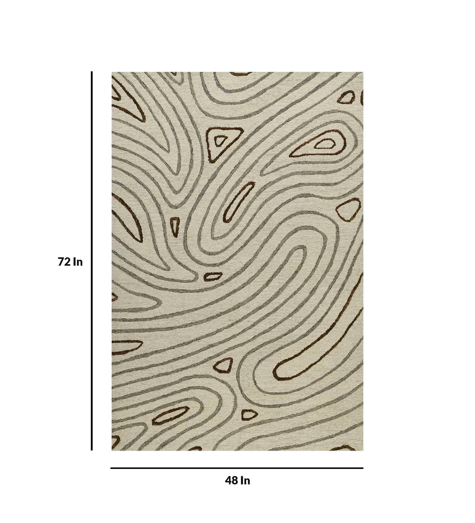 KHAKI Wool & Viscose Canyan 4x6 Feet Hand-Tufted Carpet - Rug - Ouch Cart