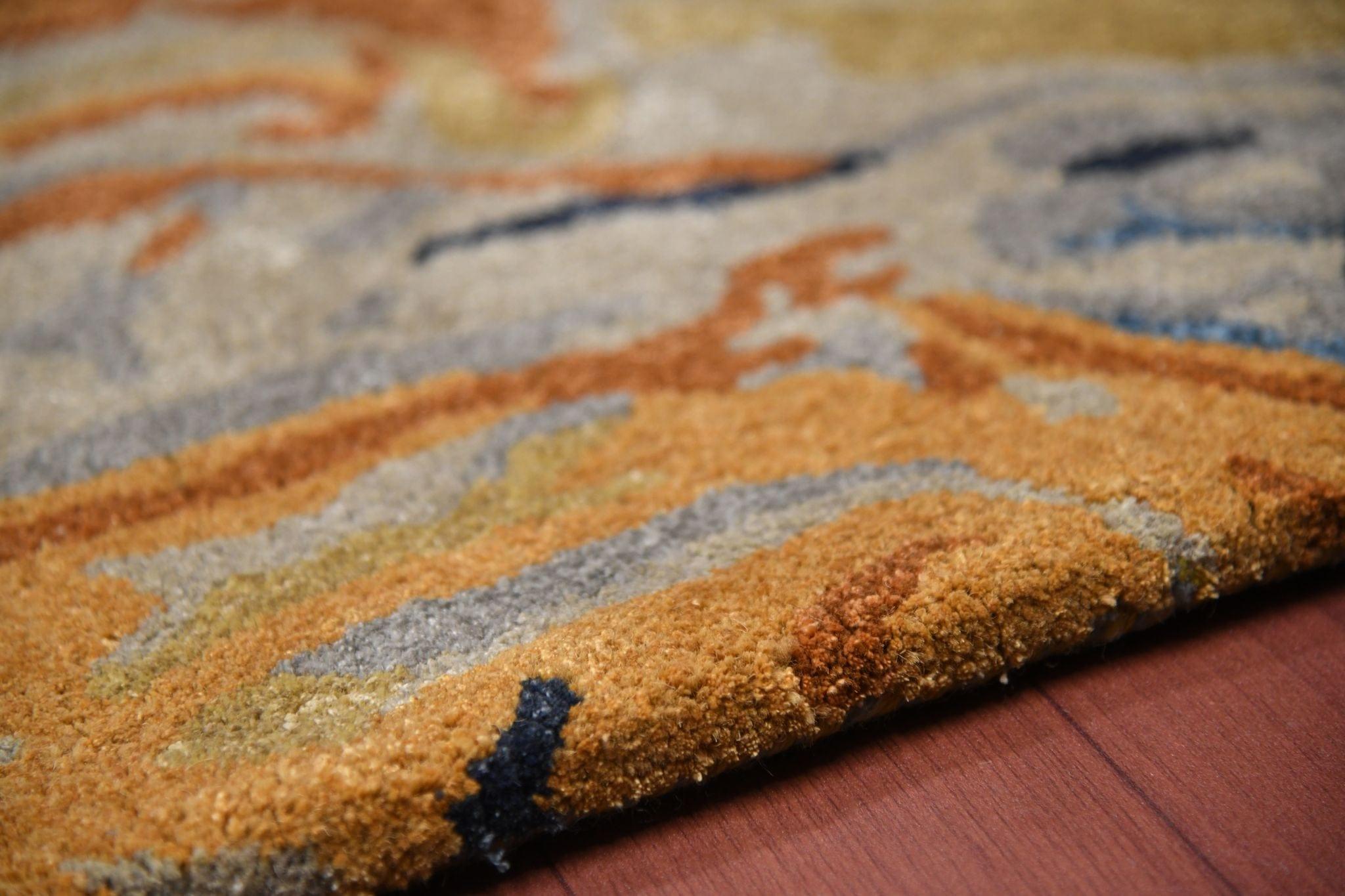 Orange Wool & Viscose Dream Scape 4x6 Feet Hand-Tufted Carpet - Rug - Ouch Cart