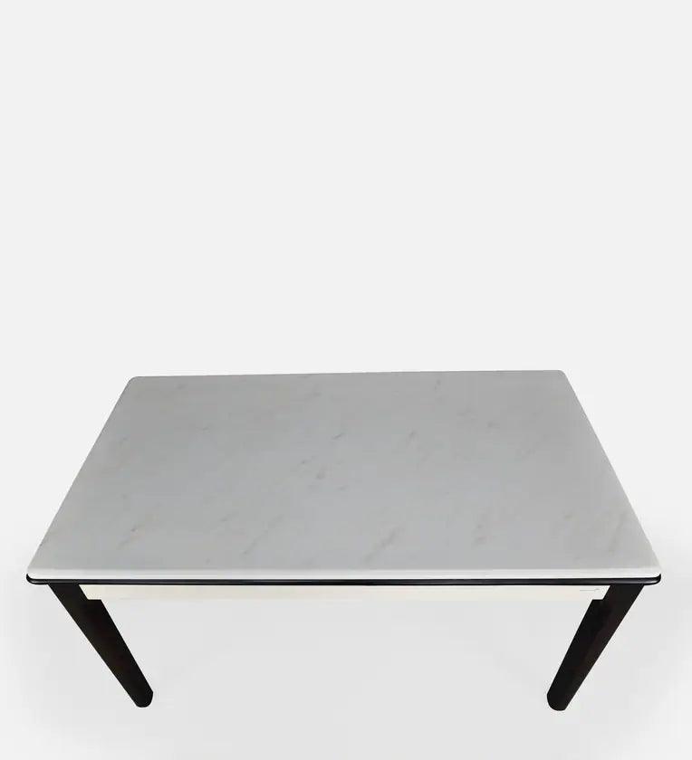 Marble 6 Seater Dining Set in White & Black Colour - Ouch Cart