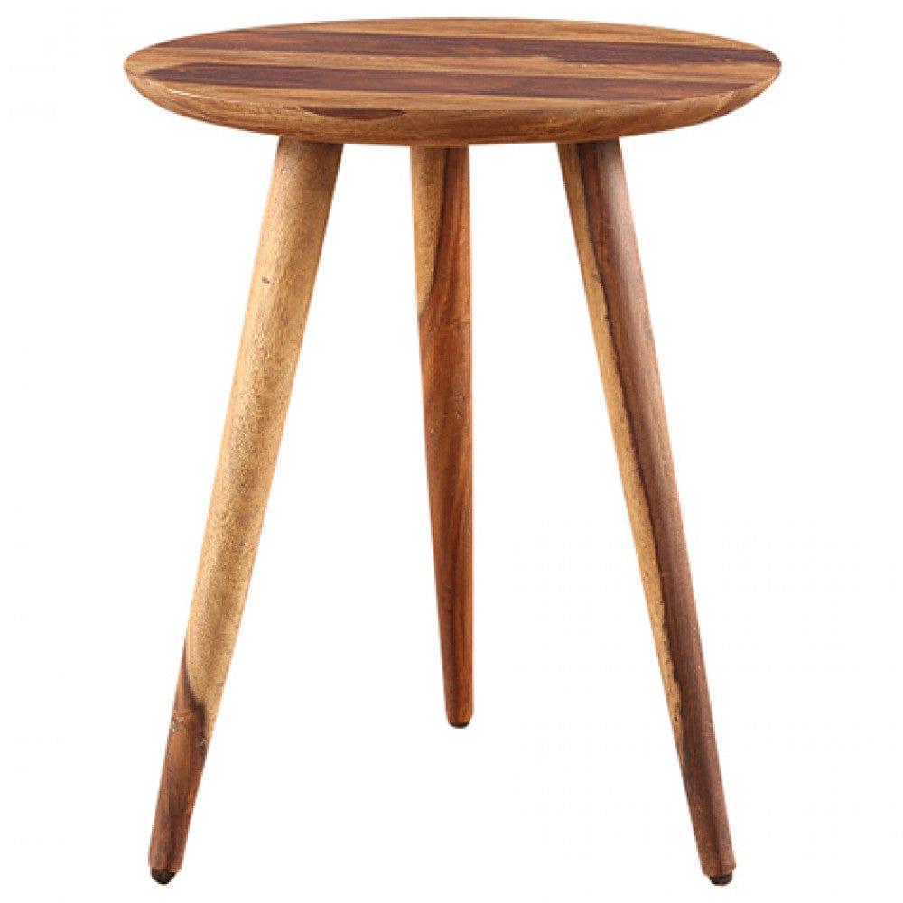 Solid Sheesham Wood Tripod End Table | Stool | Side Table | Corner Table | Sofa Side Table (Honey) - Ouch Cart