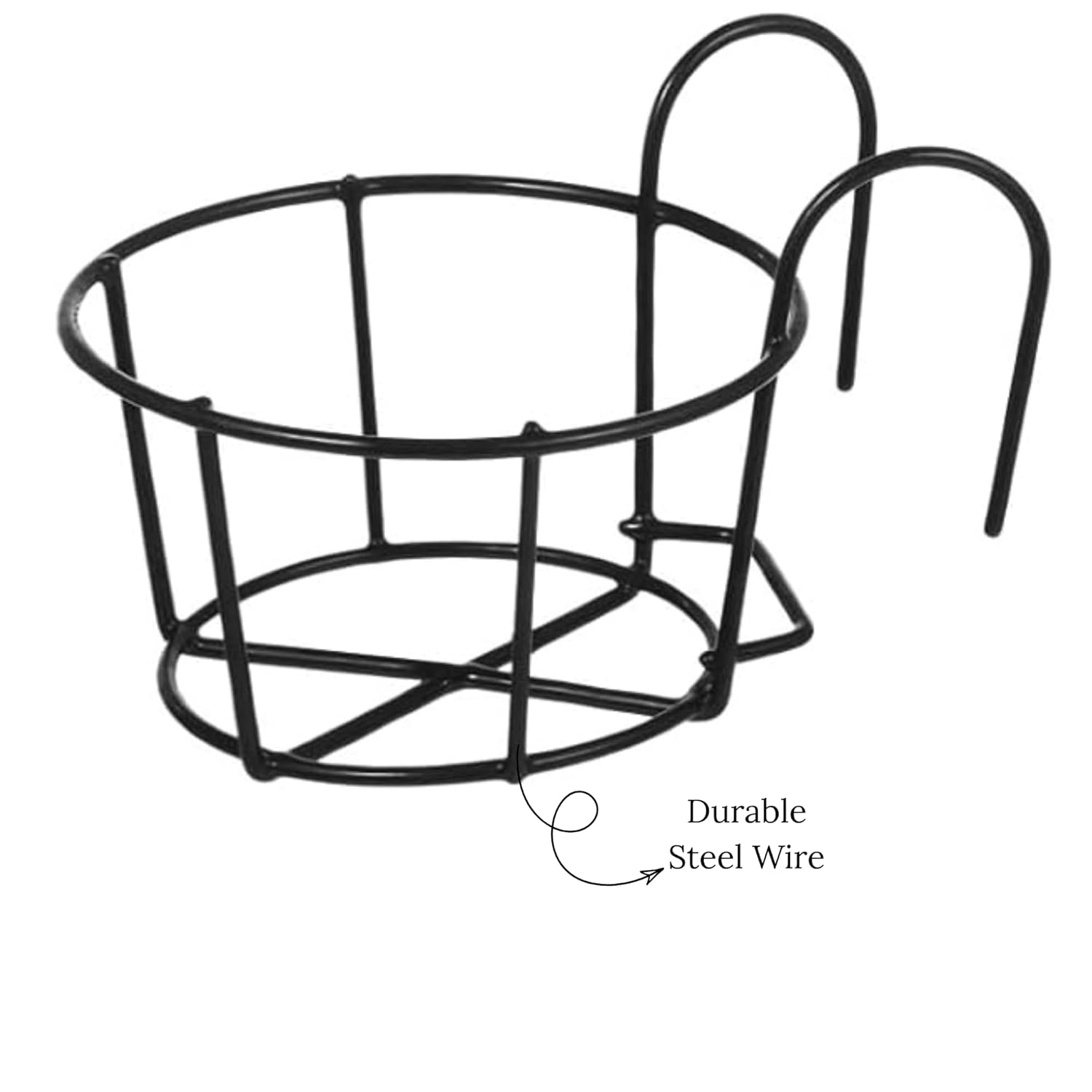 Product image Worthy Shoppee Round Metal Hanging Flower Pot Stand for Railing | Balcony & Outdoor Planter Pot Holder | Indoor Garden Gamla Stand | Plant Stand for Balcony (