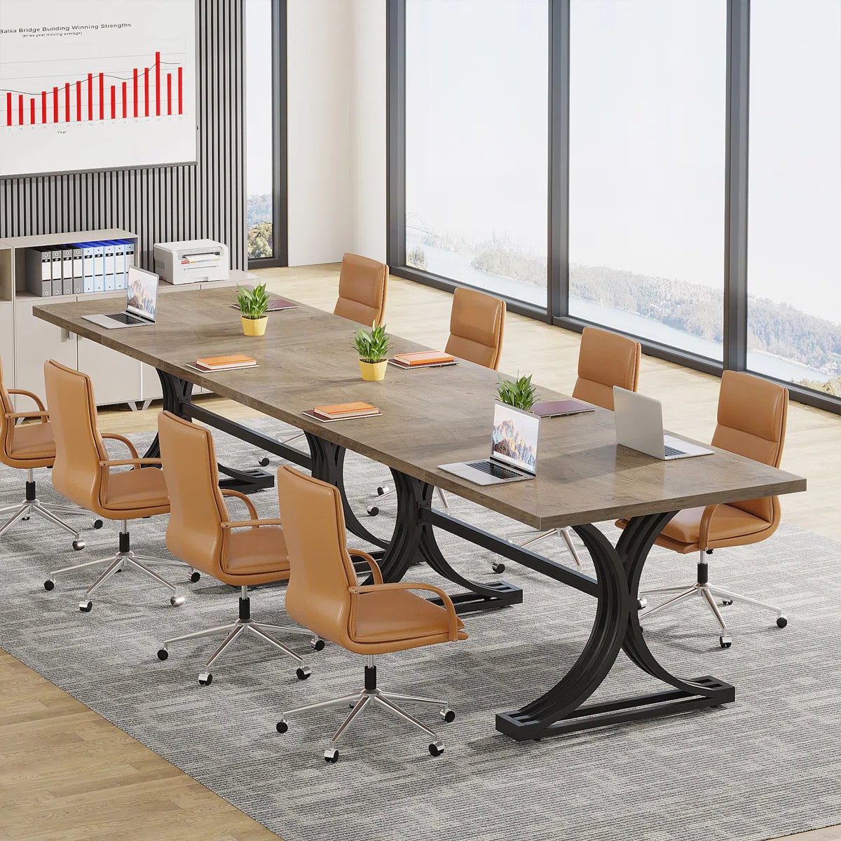 10.5Ft Rectangle Office Conference Table (Set of 2)-OUCH CART