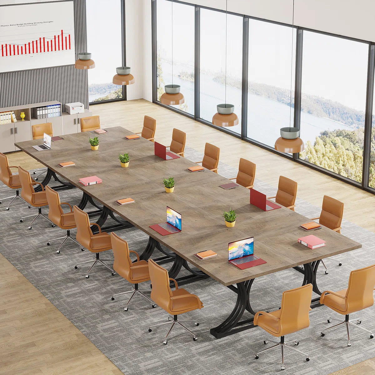 10.5Ft Rectangle Office Conference Table (Set of 2) OUCH CART