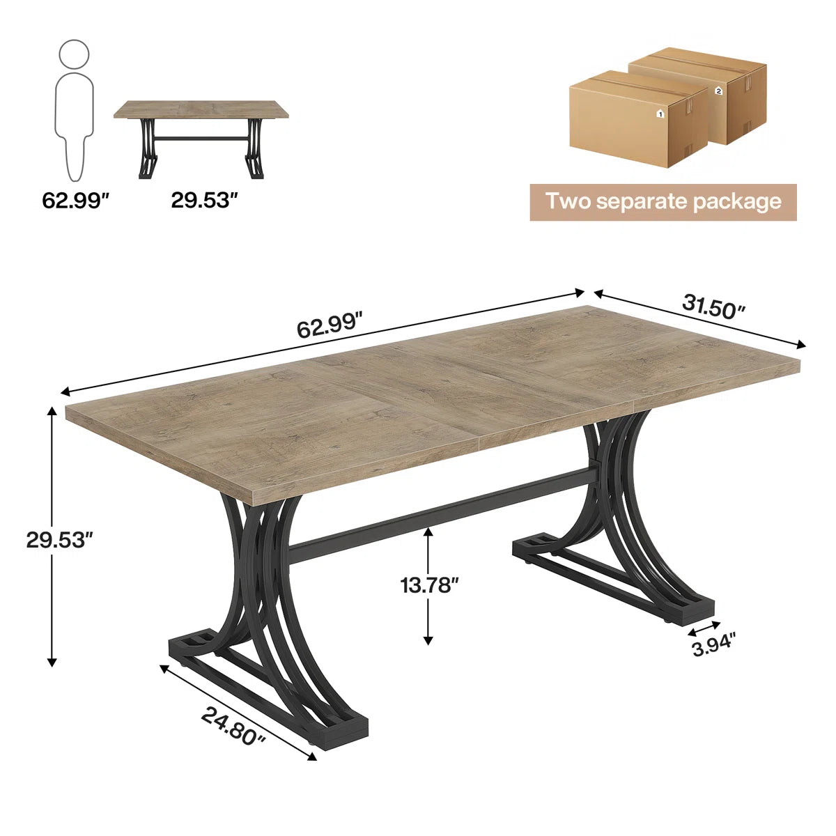 10.5Ft Rectangle Office Conference Table (Set of 2) OUCH CART