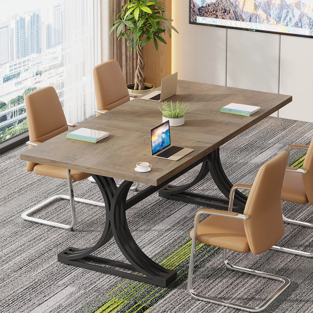 10.5Ft Rectangle Office Conference Table (Set of 2) OUCH CART