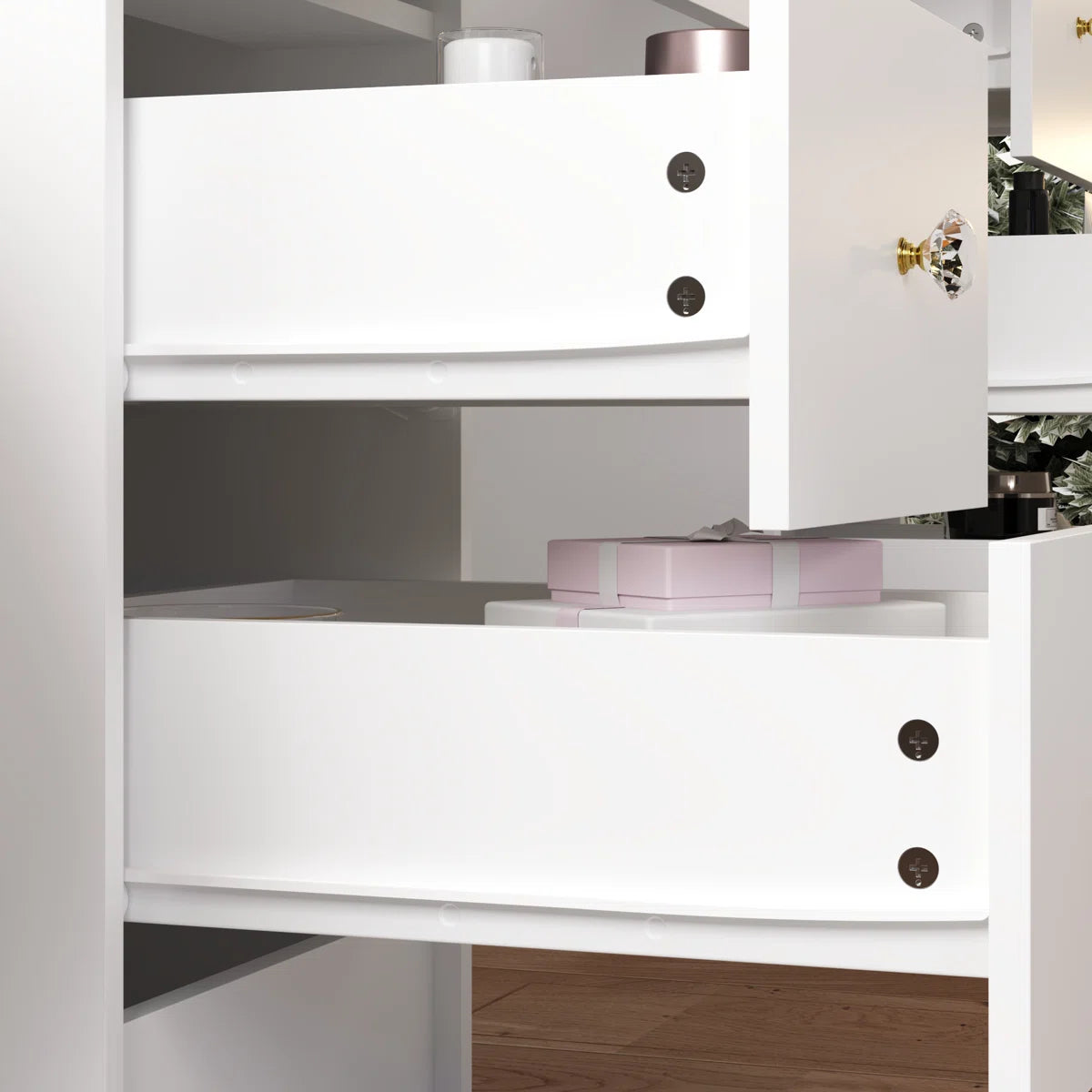 Luxury Makeup Vanity Desk with LED Lights and Storage