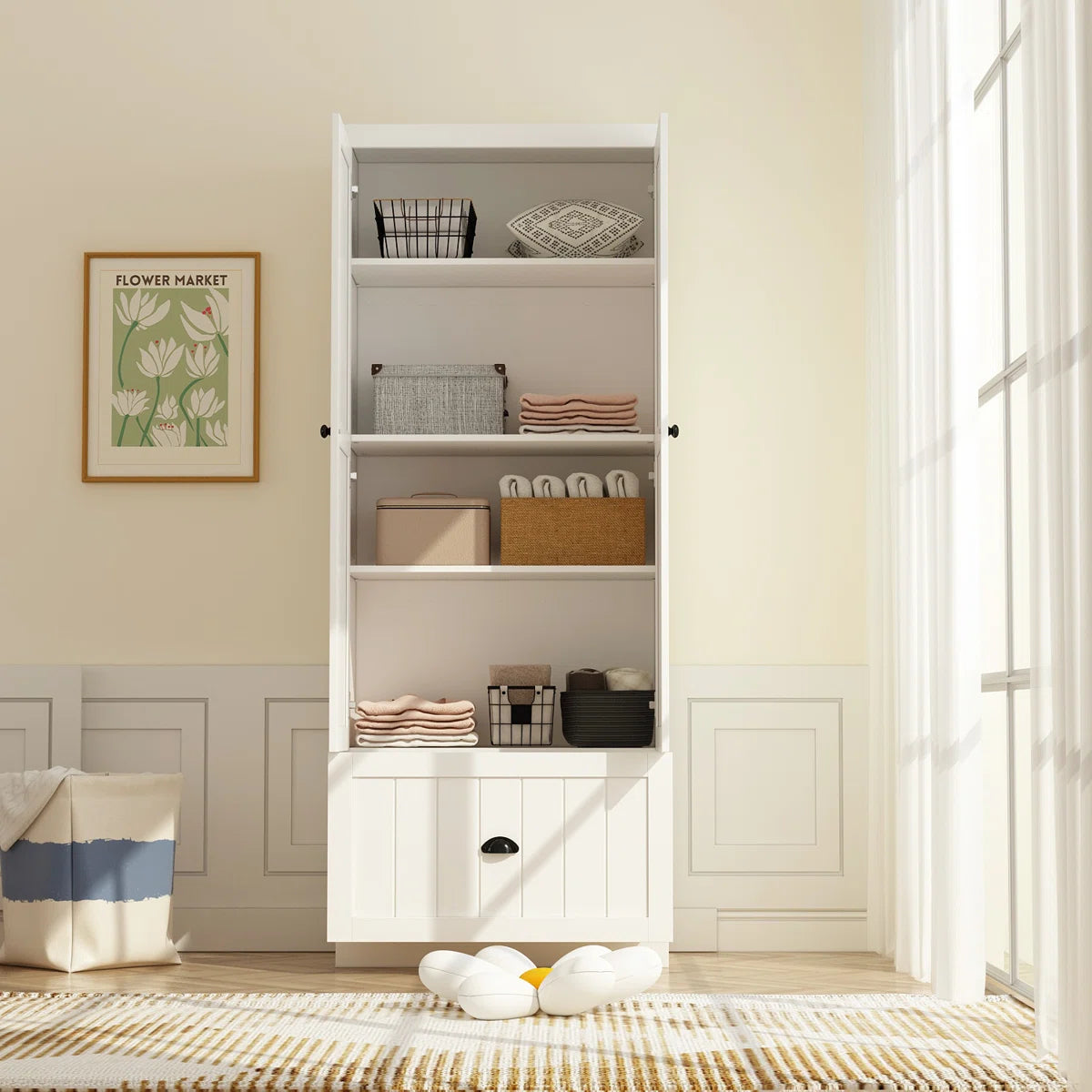 Dorilal Armoire Large Storage Solid Wood Wardrobe for Bedroom