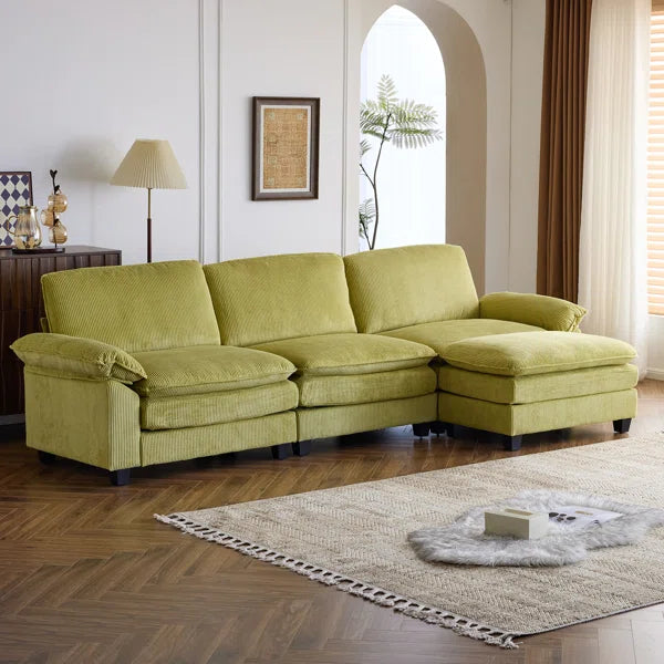 Spacious L-Shaped Sofa with Footstool โ Modern Comfort Collection