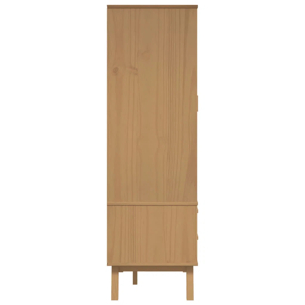 Pine Wood Armoire Spacious Solid Wood Wardrobe with Elegant Finish