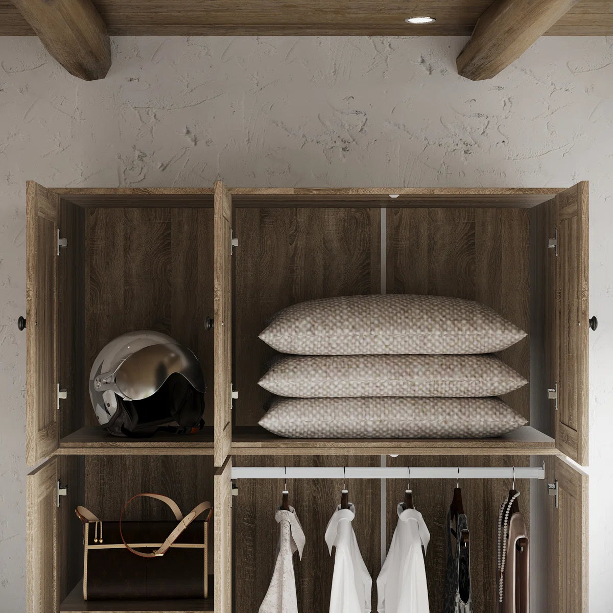 Coleridge Wardrobe Armoire – Elegant Solid Wood Storage Cabinet for Bedroom-OUCH CART | Wardrobe