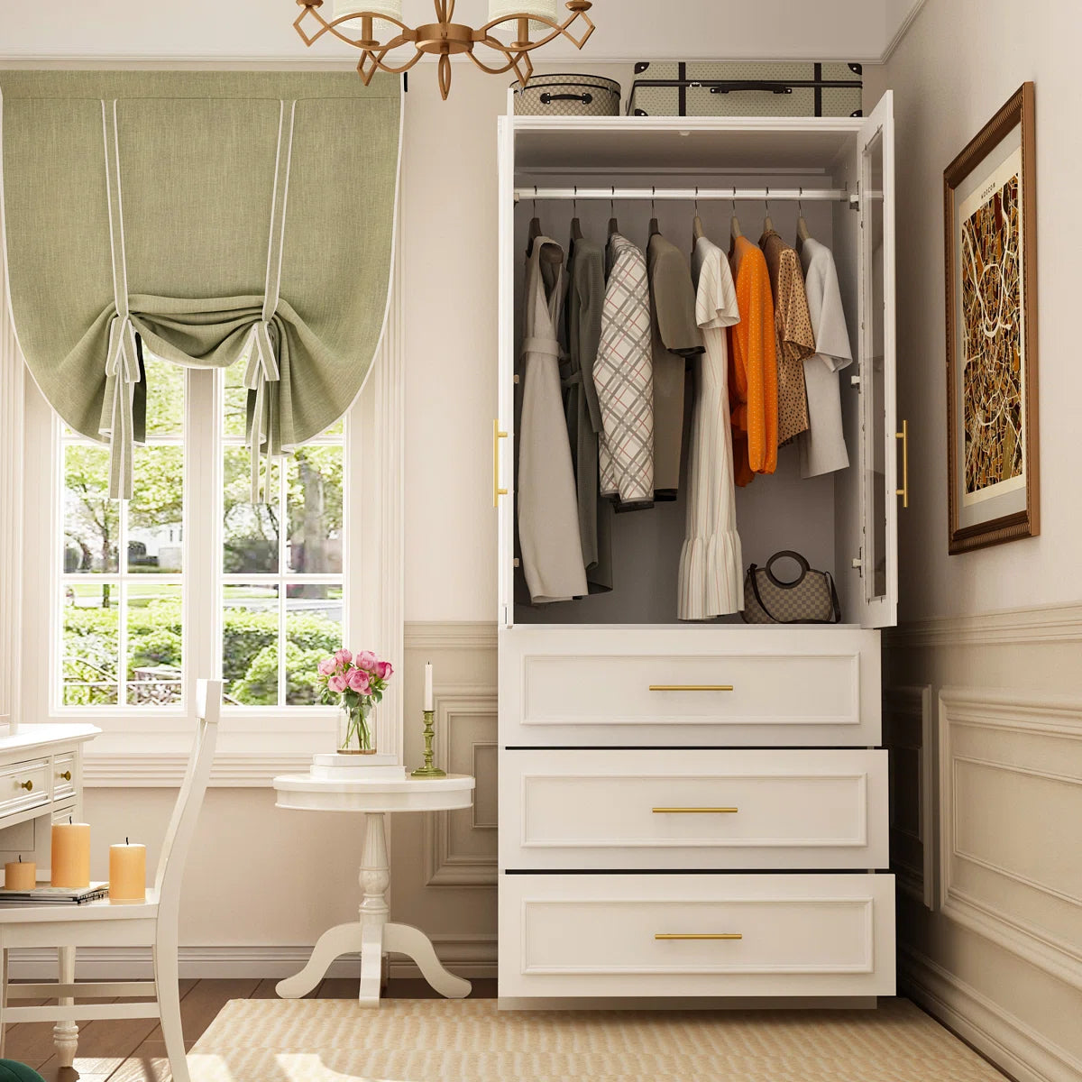 Durable Armoire Spacious Modern Bedroom Wardrobe OUCH CART