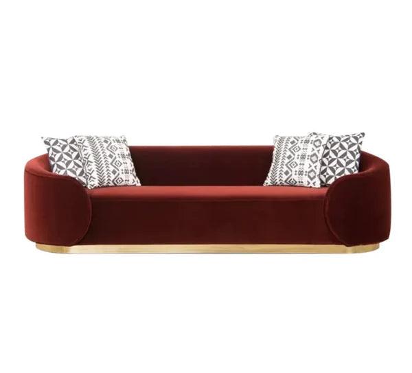 Ronald Gray 3-Seater Sofa Upholstered Velvet Sofa Pillows - Ouch Cart