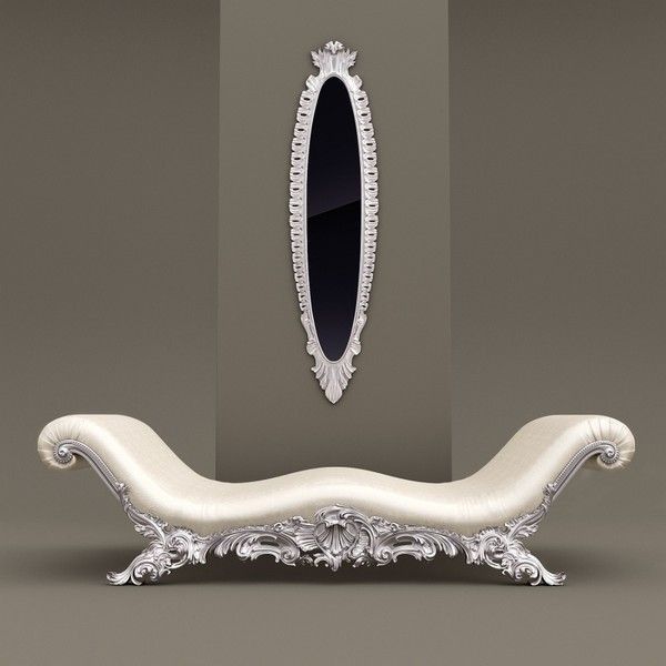 Luxury Ivory Chaise Lounge | Royal Rococo French Style Daybed with Ornate Carved Frame | Elegant Bedroom & Living Room Lounger Ouch Cart