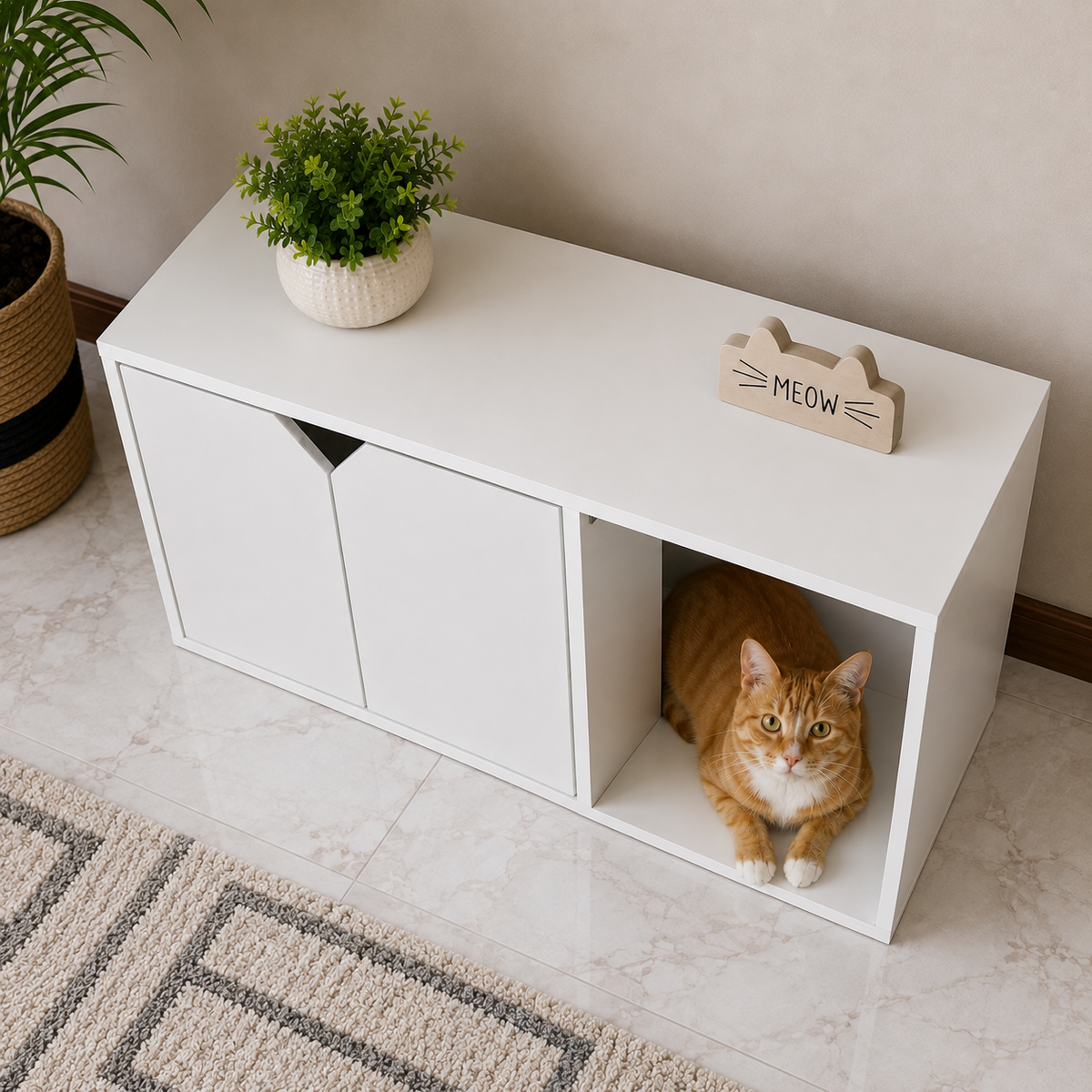 Modern Wooden Cat House with Storage Cabinet OUCH CART