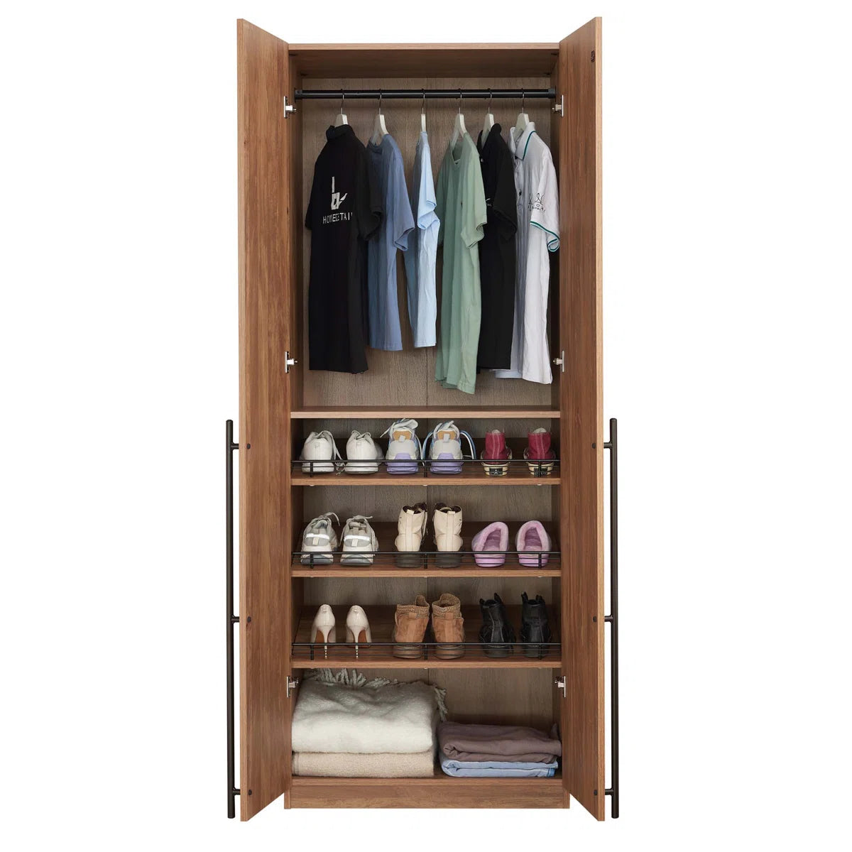 Lee 3.0 Freestanding Wardrobe Closet 1 Hanging Rod 3 Shoe Shelves 1 Basic Shelf OUCH CART