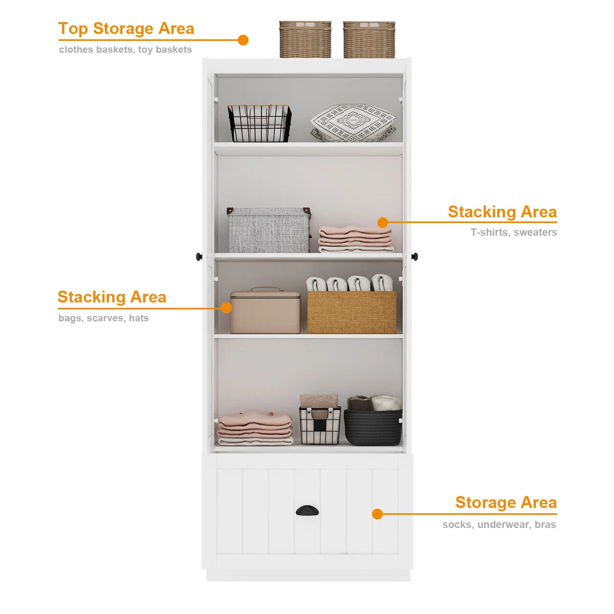Dorilal Armoire Large Storage Solid Wood Wardrobe for Bedroom-OUCH CART | Wardrobe