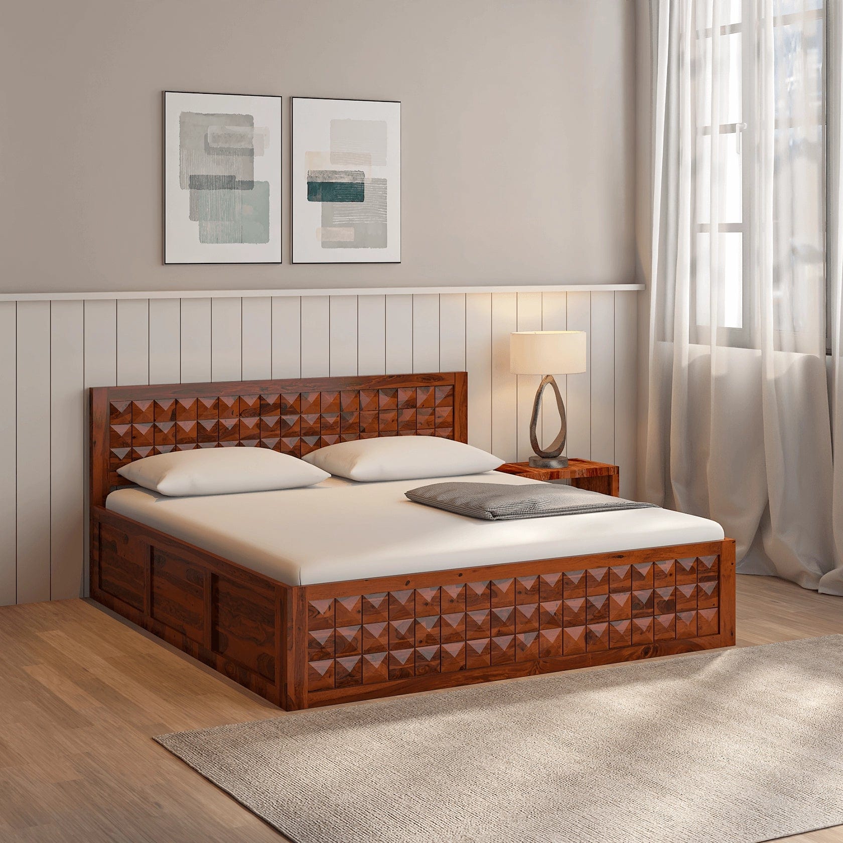 Upholstered Bed, New Bed Design, Sheesham Wood