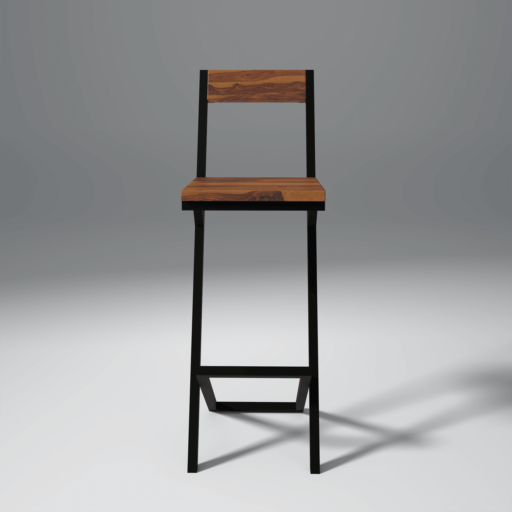 Sevio Iron And Sheesham Wood Bar Chair In Light Honey - Ouch Cart