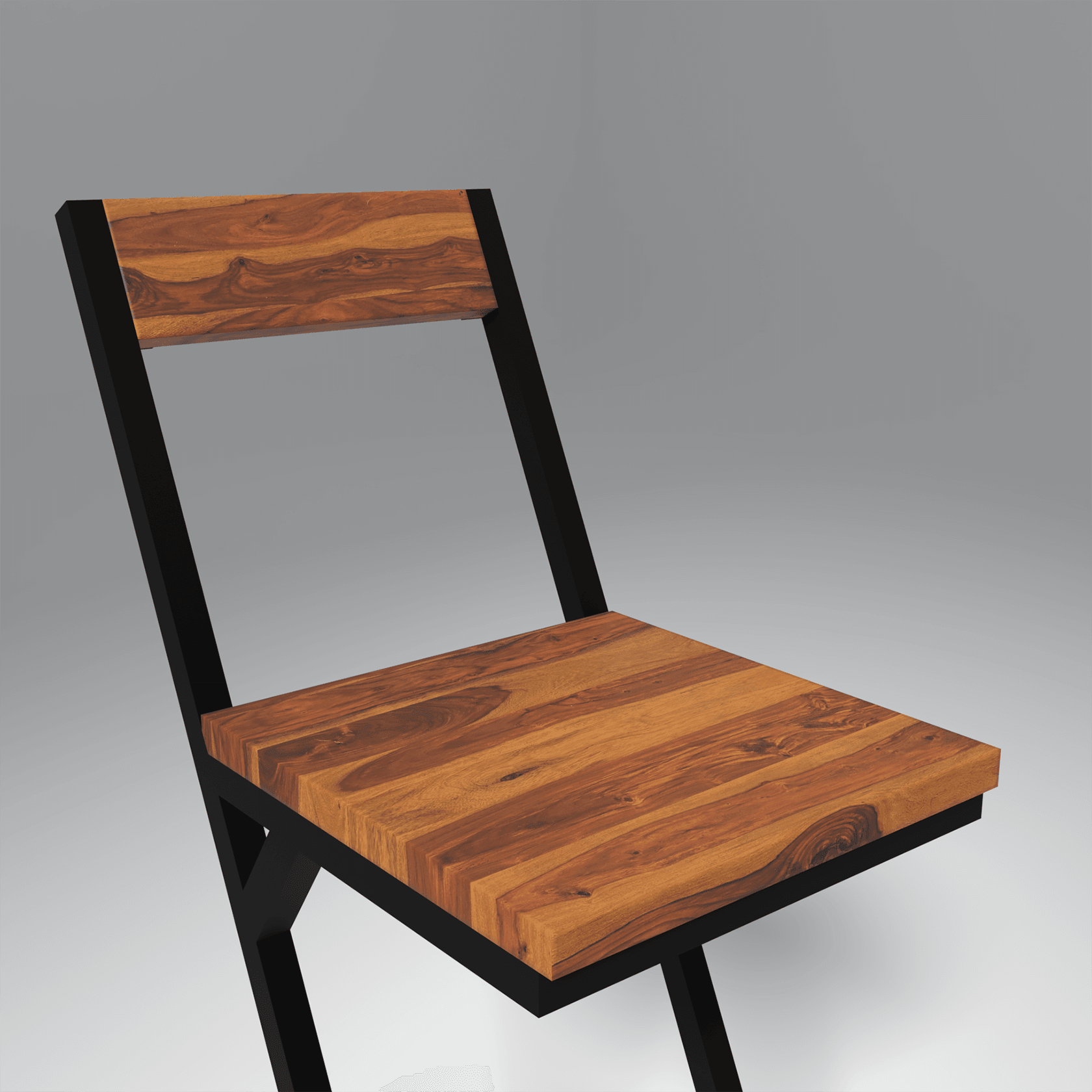 Sevio Iron And Sheesham Wood Bar Chair In Light Honey - Ouch Cart