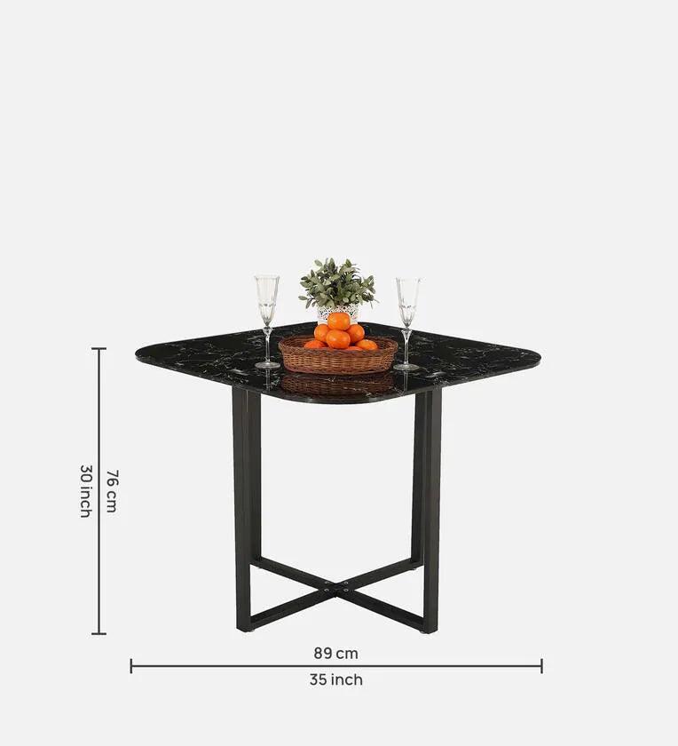 Jenna Metal 4 Seater Dining Set in Black Finish - Ouch Cart