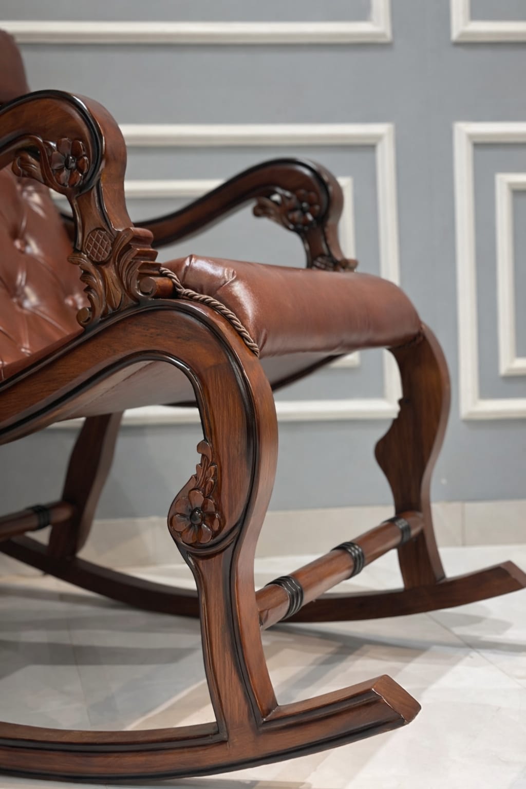 Pure Teak Wood Standard Rocking Chair with Footrest | Premium Solid Wood Comfort