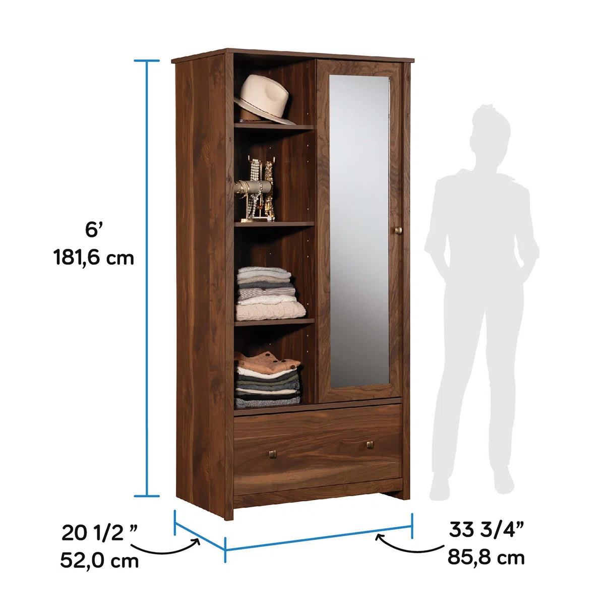 Fravel Sindoori Mango Wardrobe Cabinet Large Storage Solid Wood Design