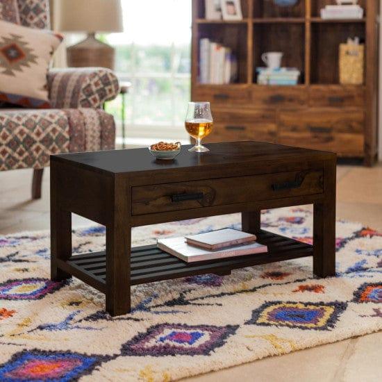 Briggs Coffee Table with Storage drawer in Walnut Finish - Ouch Cart