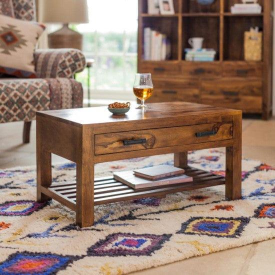 Briggs Coffee Table with Storage drawer in Honey Finish - Ouch Cart