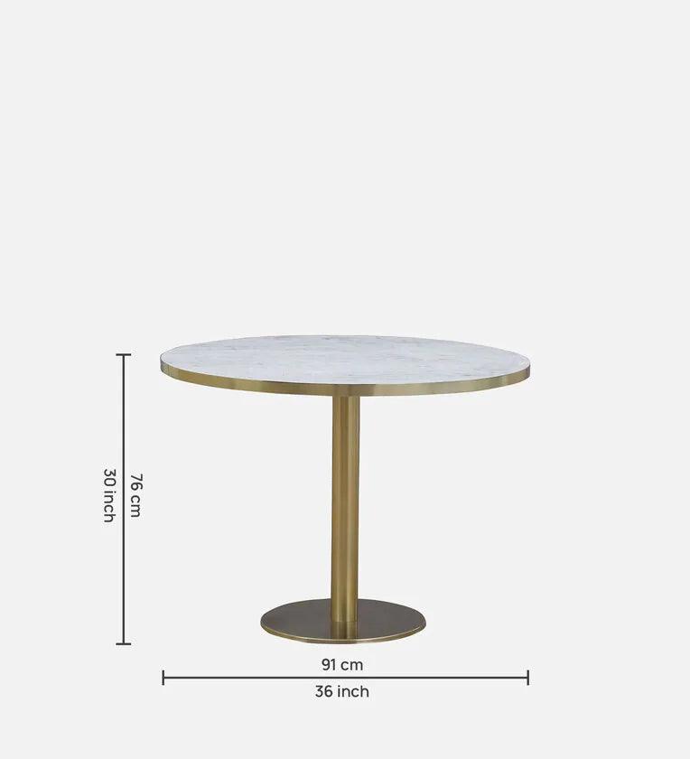 Metallic 4 Seater Dining Set In Golden Base With Porcelain Top - Ouch Cart