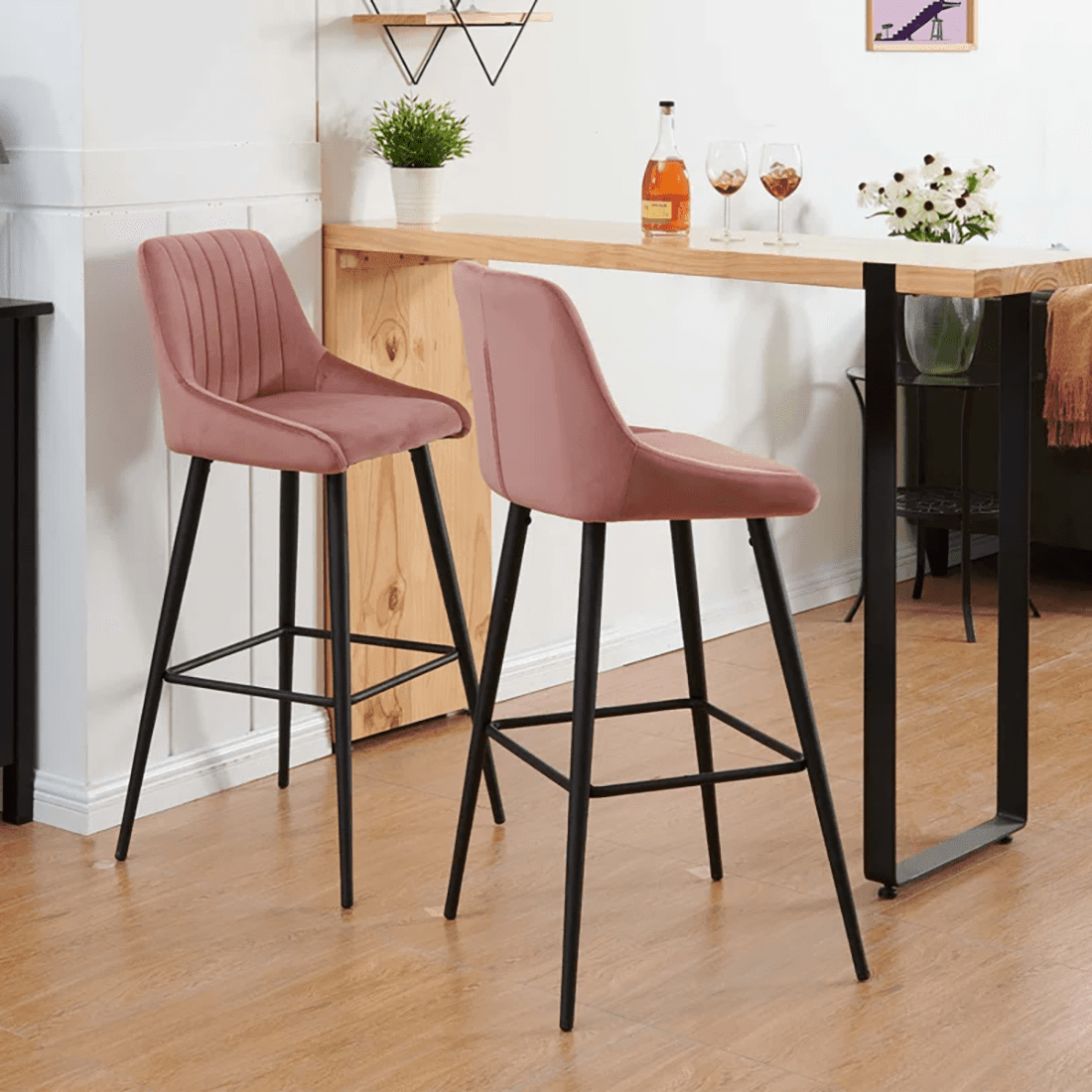 DAULTON COUNTER STOOL PINK SET OF 2 - Ouch Cart