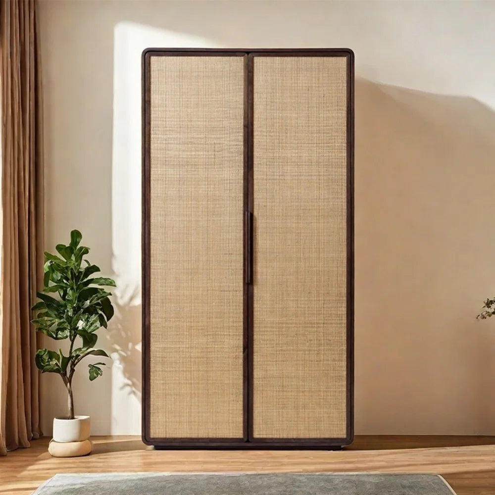 Simple American-Style Wardrobe – Retro Solid Wood Bedroom Armoire-OUCH CART | Wardrobe