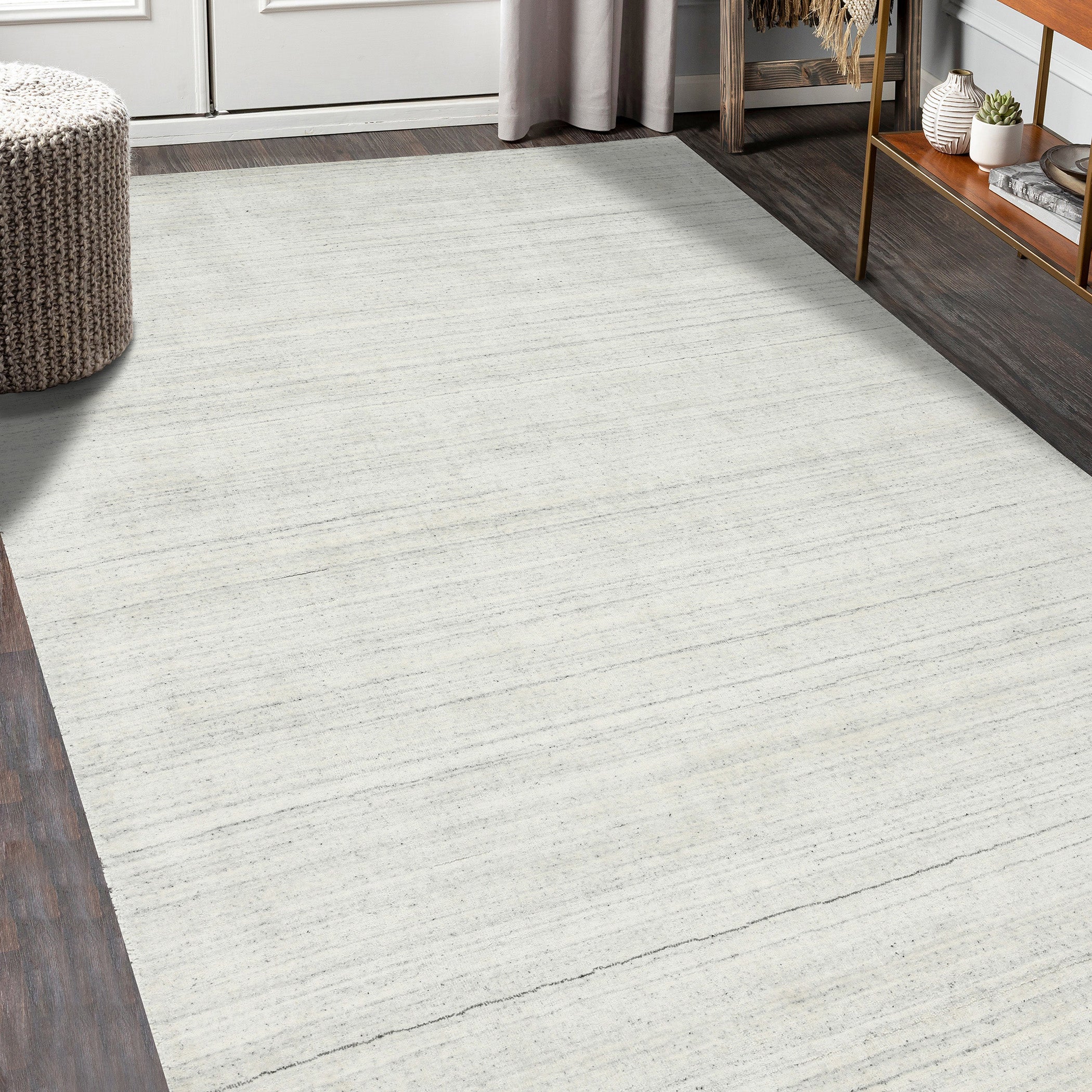 Blend Solid Pattern Hand Woven Rectangle Anti-Skid Designer Carpet, Prayer Rug For Office Cabins, Small Living Spaces - 2.8'X3.11'