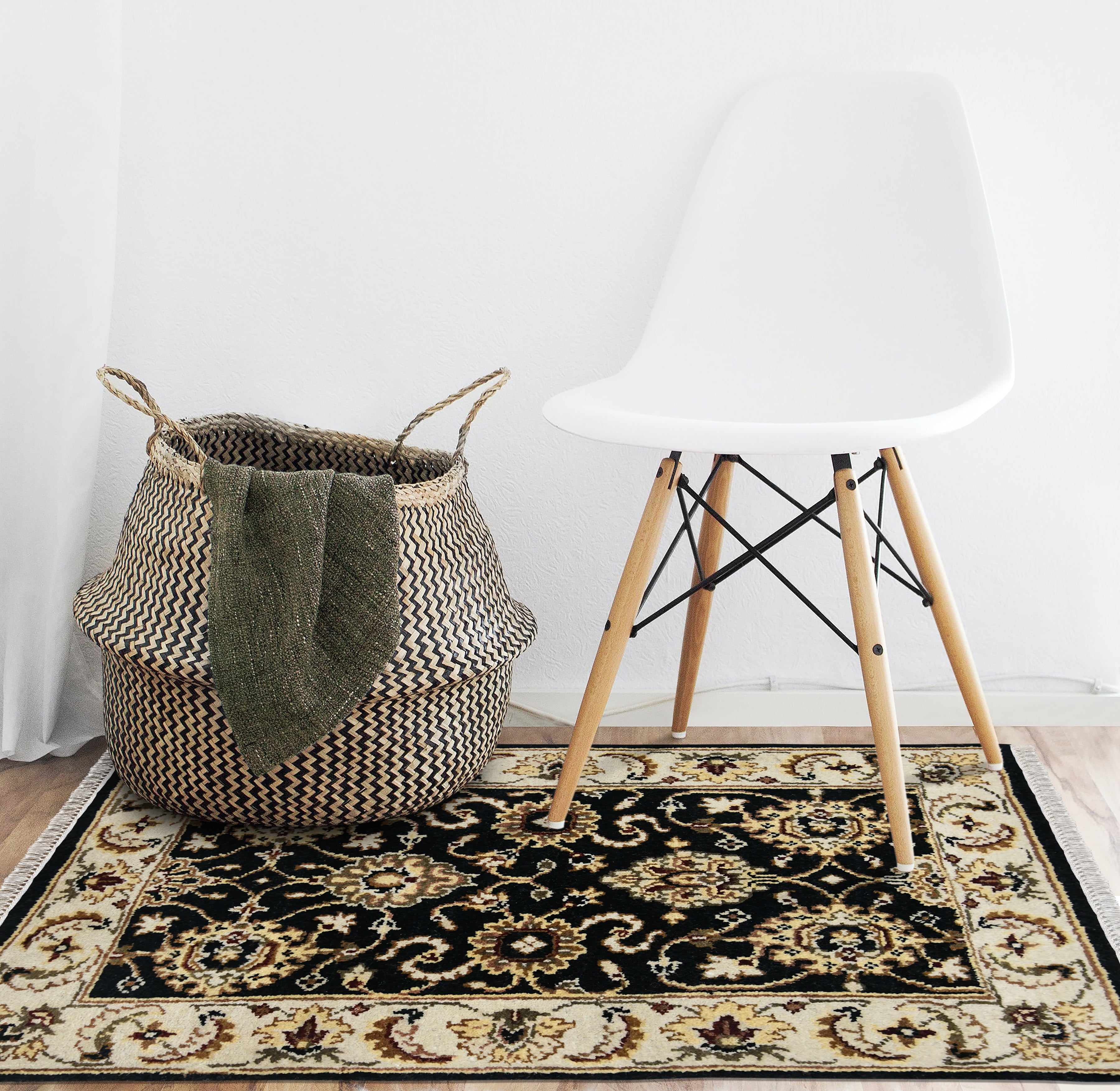 Luxor Classic Pattern Hand Knotted Rectangle Anti-Skid Designer Carpet, Prayer Rug For Office Cabins, Small Living Spaces - 2'X3'