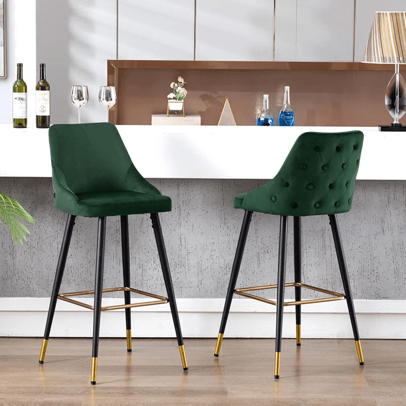 DAVAN BAR STOOL GREEN SET OF 2 - Ouch Cart
