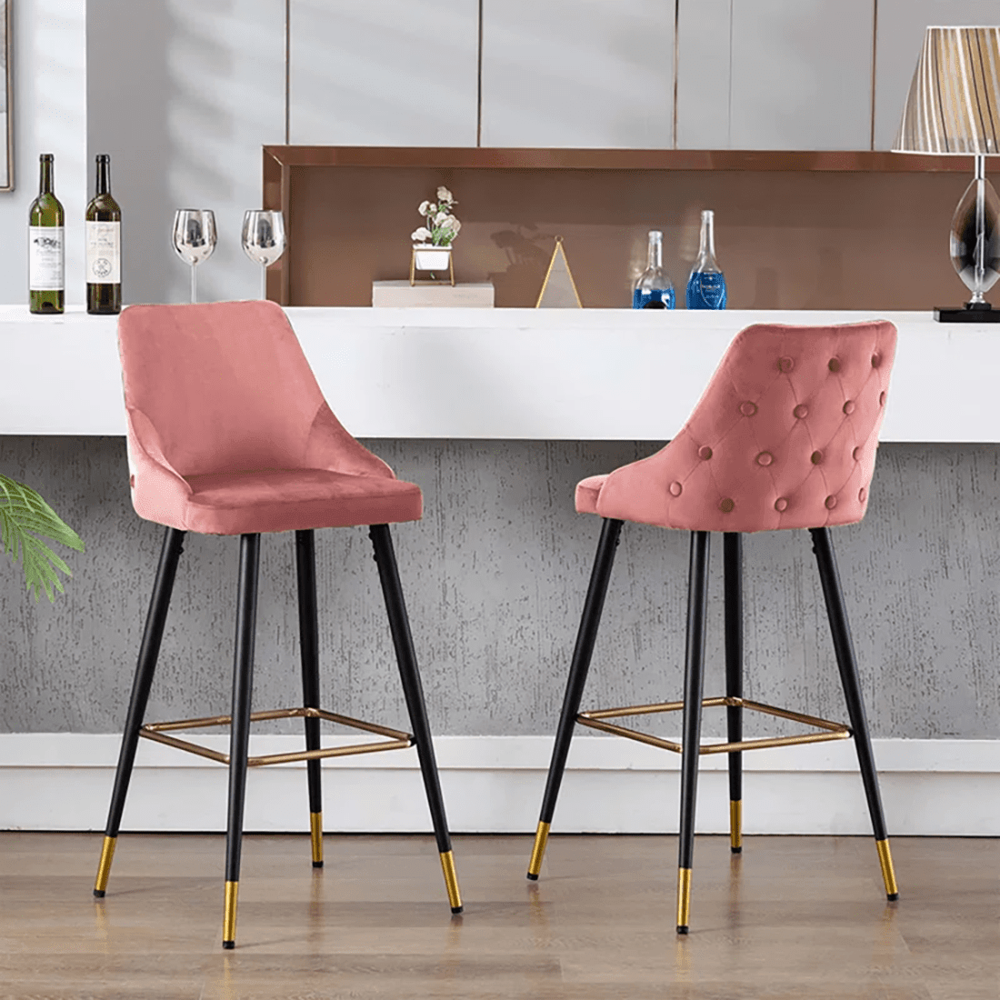 DAVAN BAR STOOL PINK SET OF 2 - Ouch Cart