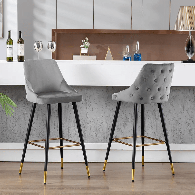 DAVAN BAR STOOL GREY SET OF 2 - Ouch Cart