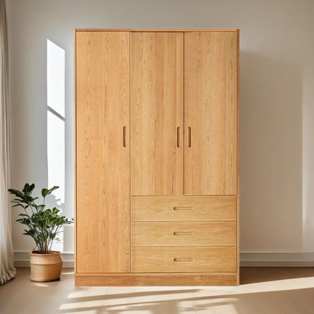 Elegant Chinese-Style Wardrobe – Retro Wooden Bedroom Storage Cabinet-OUCH CART | Wardrobe