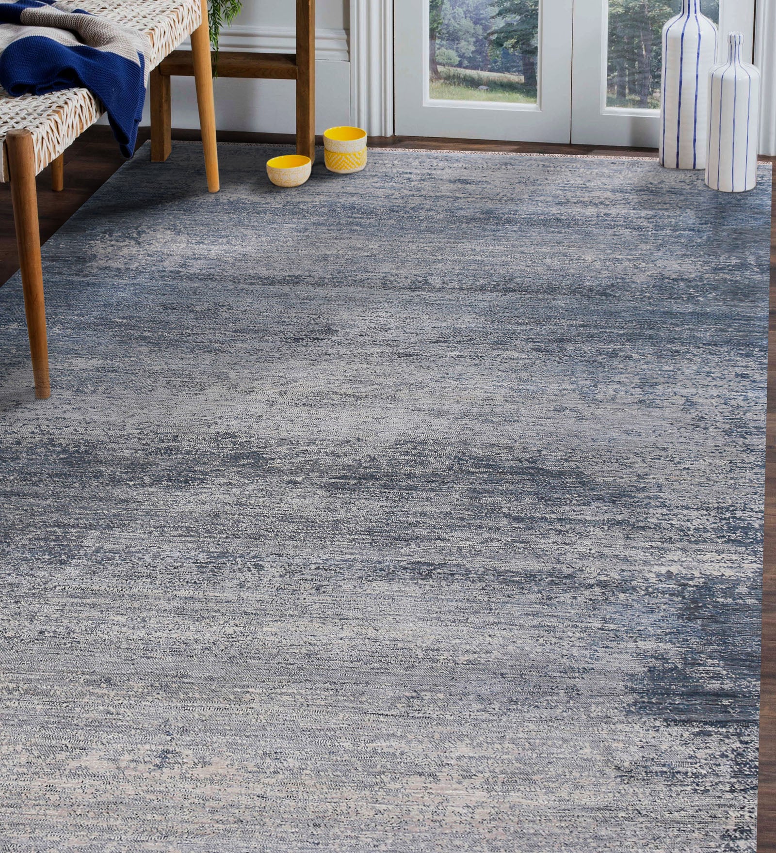 Dazzle Modern Pattern Hand Knotted Rectangle Anti-Skid Designer Carpet, Prayer Rug For Office Cabins, Small Living Spaces - 2'X3'