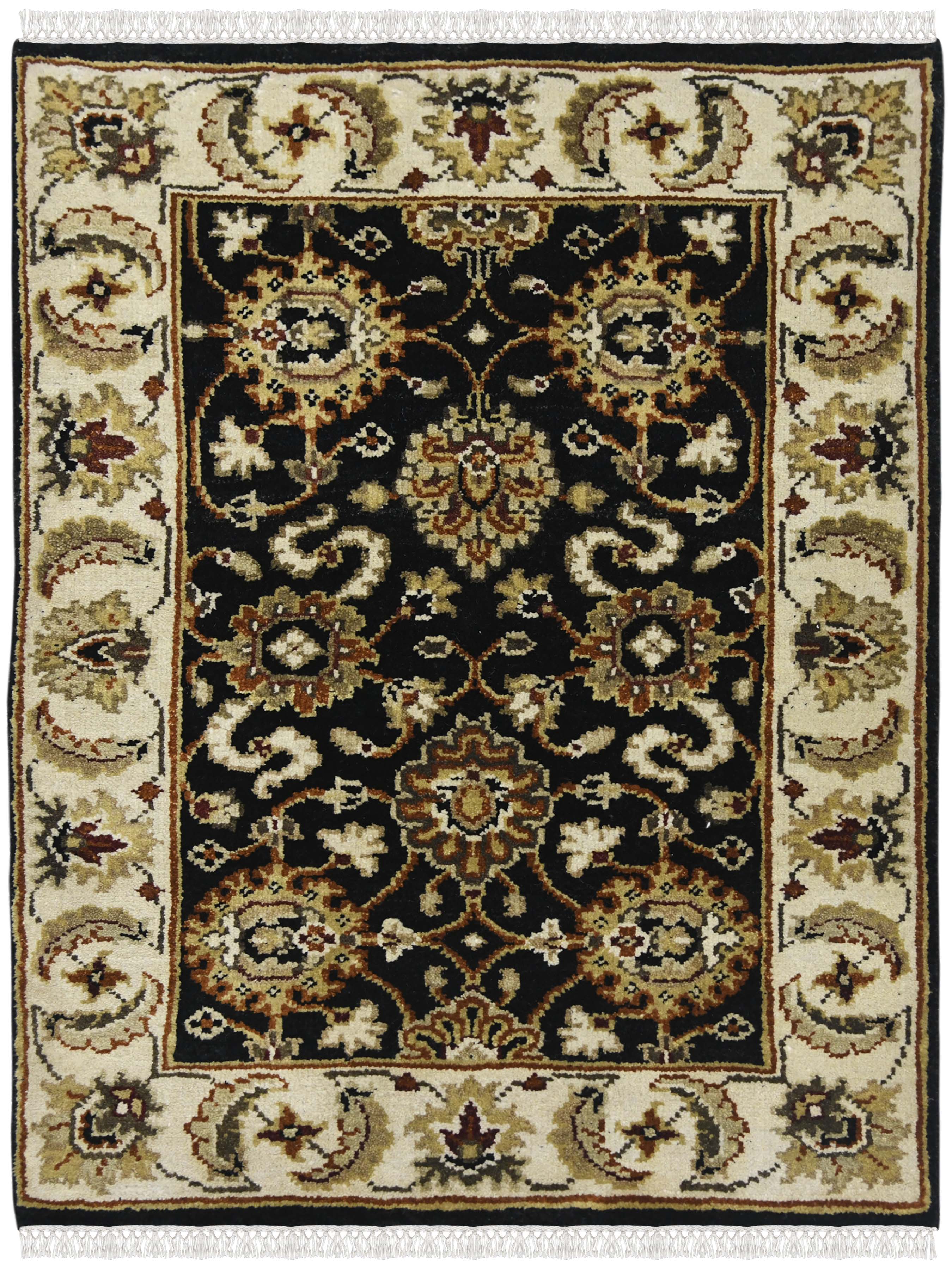 Luxor Classic Pattern Hand Knotted Rectangle Anti-Skid Designer Carpet, Prayer Rug For Office Cabins, Small Living Spaces - 2'X3'