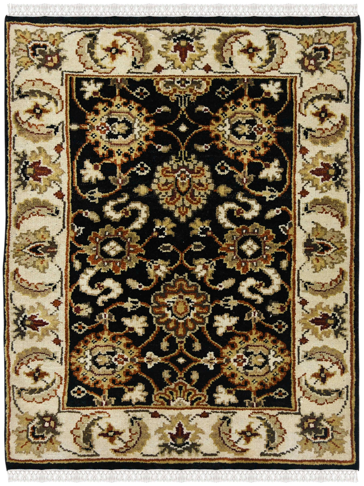 Luxor Classic Pattern Hand Knotted Rectangle Anti-Skid Designer Carpet, Prayer Rug For Office Cabins, Small Living Spaces - 2'X3' Saraswati Global