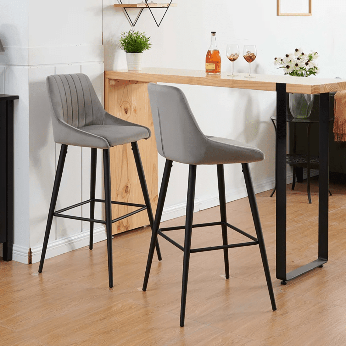 DAULTON COUNTER STOOL GREY SET OF 2 - Ouch Cart