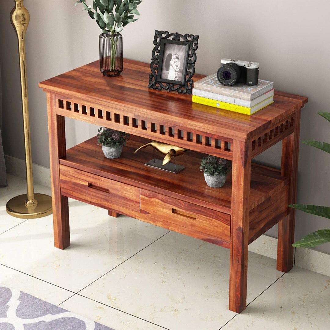 Adolph Console Table With Storage (Honey Finish) - Ouch Cart