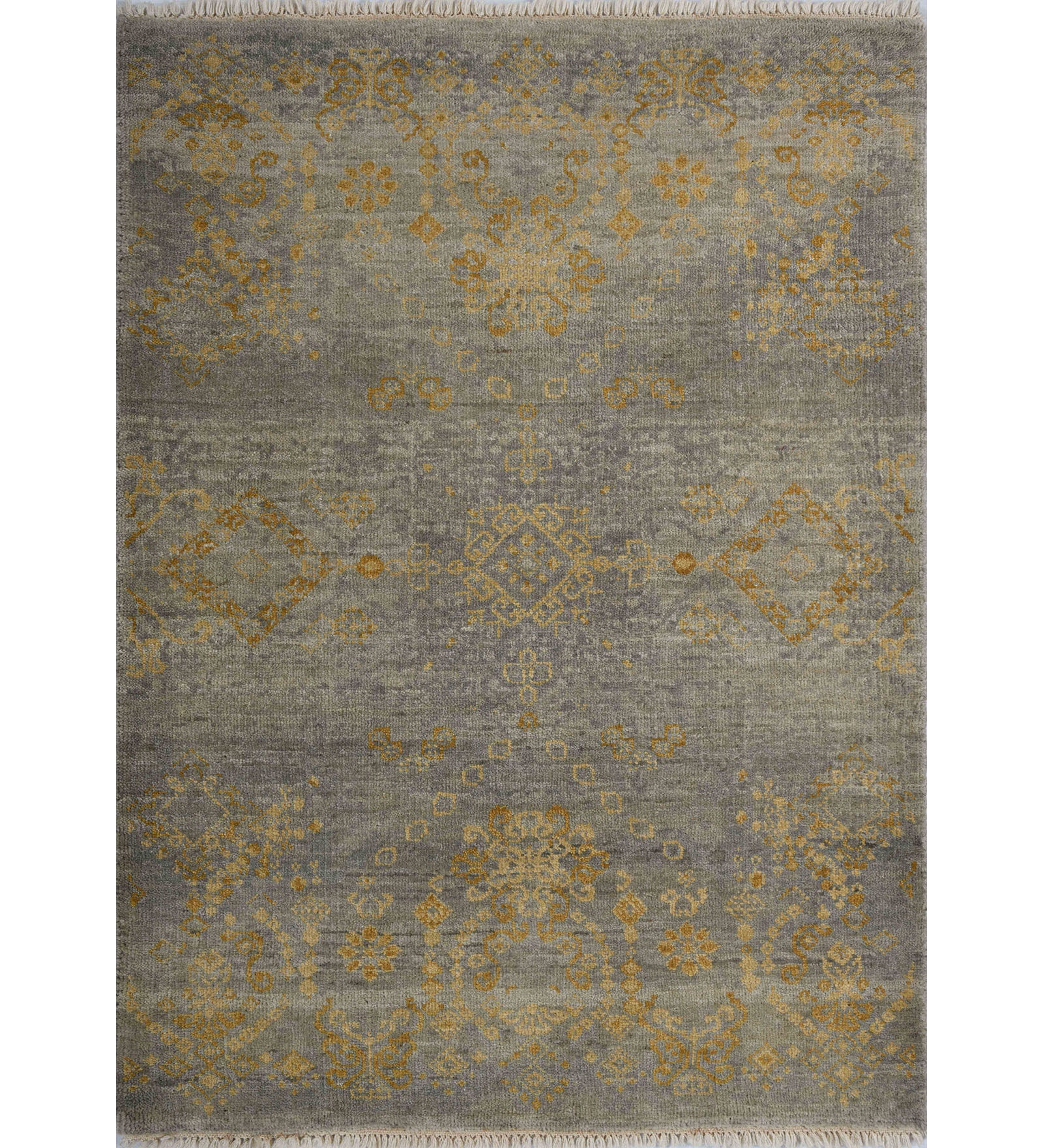 Kohinoor Transitional Pattern Hand Knotted Rectangle Anti-Skid Designer Carpet, Prayer Rug For Office Cabins, Small Living Spaces - 2'X3'
