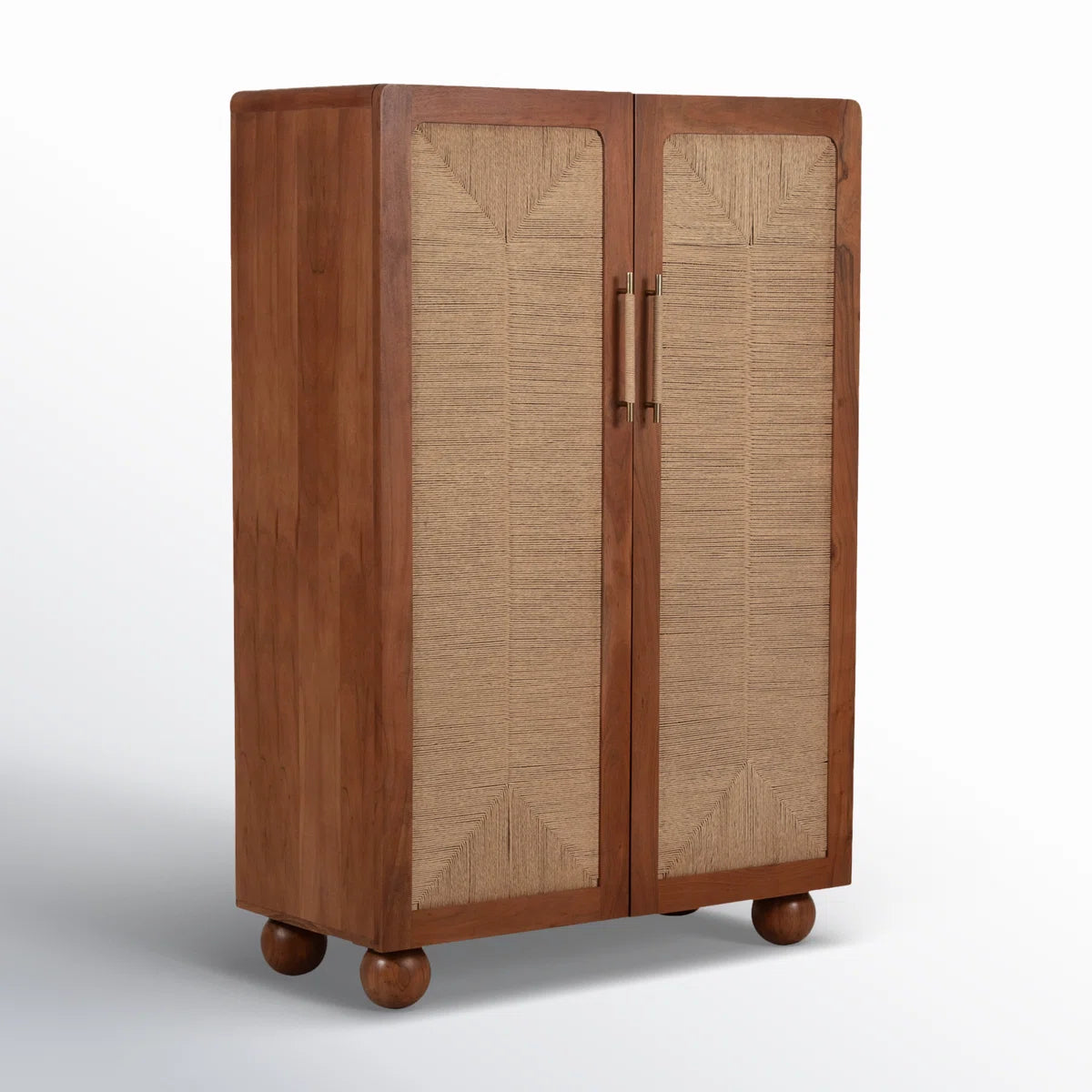 60" Brown Acacia Wood Armoire – Modern Bedroom Wardrobe, Rectangular Design-OUCH CART | Wardrobe